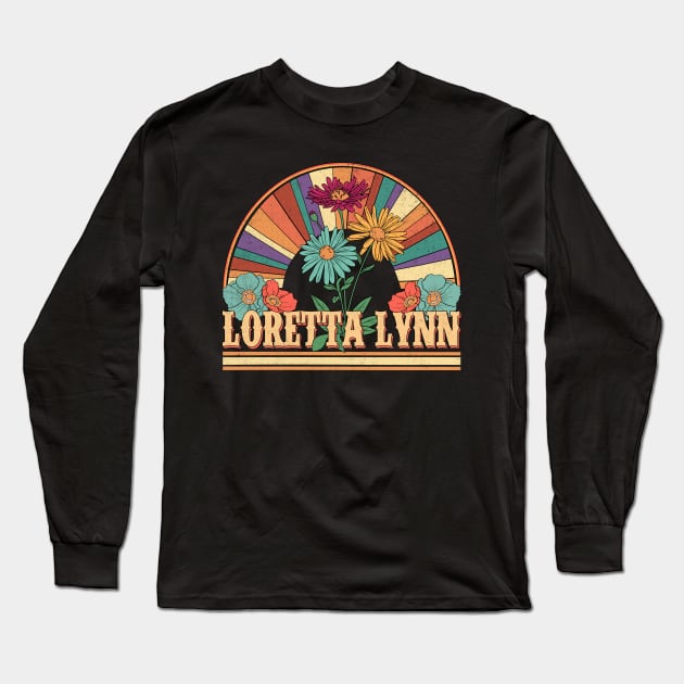 Loretta Flowers Name Lynn Personalized Gifts Retro Style Long Sleeve T-Shirt by Roza Wolfwings